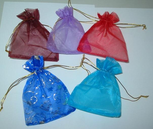 50 x Mix Colour Organza Silk Gift Bags 9 x12cm